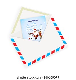 Christmas card with envelope on a white background