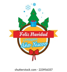 Christmas card Feliz Navidad  Merry Christmas and New Year in Spanish