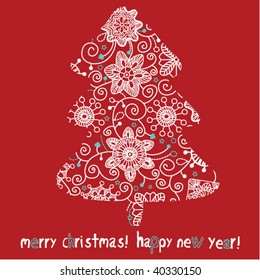 Christmas card with fir tree