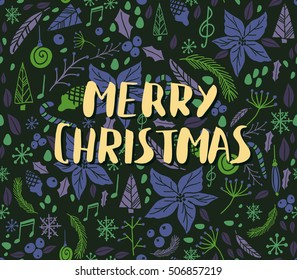 Christmas card with fir tree