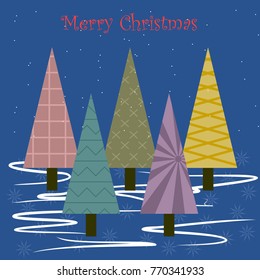 Christmas card with fir tree