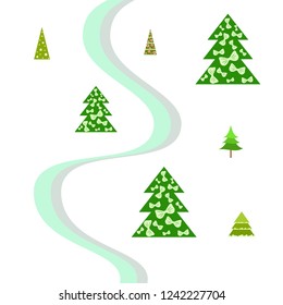 Christmas card, fir tree, vector background