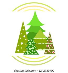Christmas card, fir tree, vector background