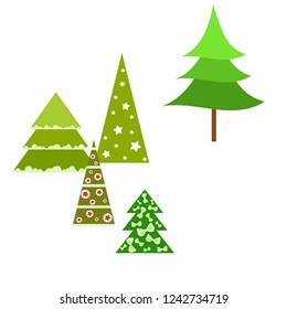 Collection Christmas Trees Modern Design Printing Stock Vector Royalty Free