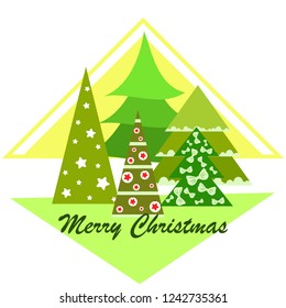 Christmas card, fir tree, vector background