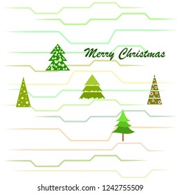 Christmas card, fir tree, vector background