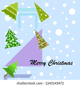 Christmas card, fir tree, vector background