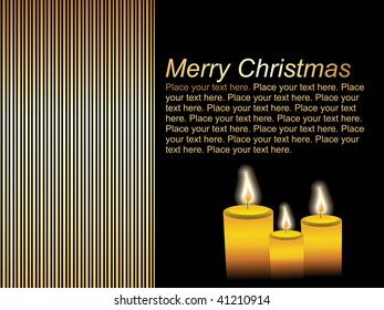  christmas card with fire candle vector illustration