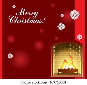 Christmas card with a fireplace