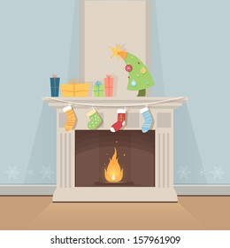 Christmas Card with the fireplace