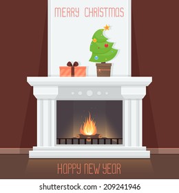 Christmas Card with fireplace