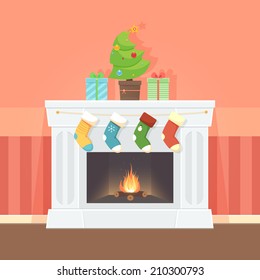 Christmas Card With Fireplace