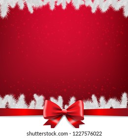 Christmas Card With Firtree Border With Gradient Mesh, Vector Illustration