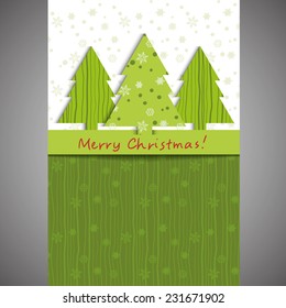 Christmas card Fir-tree and snowflake green Vector eps10