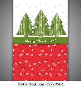 Christmas card Fir-tree and snowflake Vector eps10