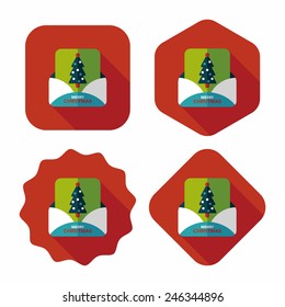 Christmas card flat icon with long shadow,eps10