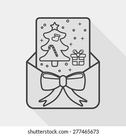Christmas card flat icon with long shadow, line icon