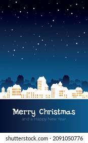 Christmas card in flat style. Greating vector card