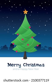Christmas card in flat style. Greating vector card
