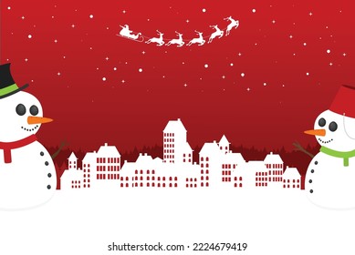 Christmas card in flat style. Greating vector card