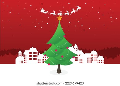 Christmas card in flat style. Greating vector card