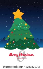 Christmas card in flat style. Greating vector card