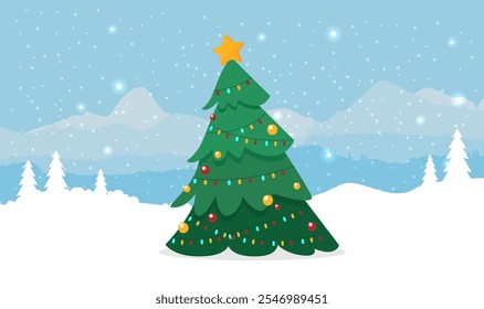 Christmas card in flat style. Greating vector card