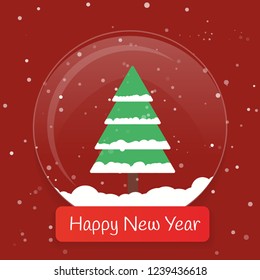 Christmas card flat stylish design. Creative design with Christmas tree. New Year card.
