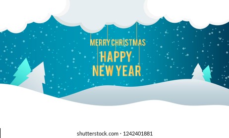 Christmas card flat stylish design. Creative design with Christmas tree. New Year card.