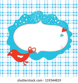 Christmas card with frame and bird