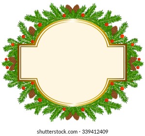 Christmas card with frame and fir branches