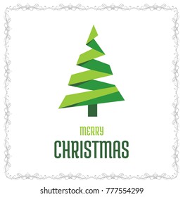 Christmas card with frame and tree