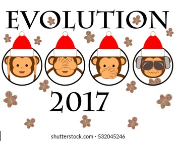 Christmas card. Funny monkey.