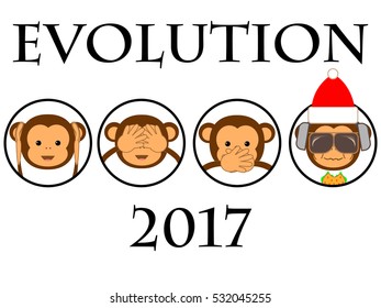 Christmas card. Funny monkey.