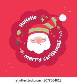 Christmas card with funny Santa