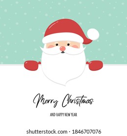 Christmas card with funny Santa Claus and wishes. Vector