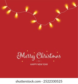 Christmas card with garland. Merry Christmas and Happy New Year. Vector