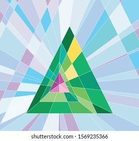 Christmas card, geometric Christmas tree, symbol of the new year, a tree of birth