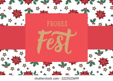 Christmas card. German text: Happy holidays. Lettering. vector illustration. element for flyers, banner and posters Modern calligraphy. Frohes fest