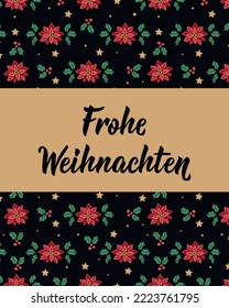 Christmas card. German text: Merry Christmas. Lettering. vector illustration. element for flyers, banner and posters Modern calligraphy. Frohe Weihnachten