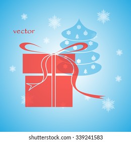 Christmas card with a gift.