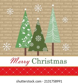 Christmas card, gift bag or box design with christmas tree
