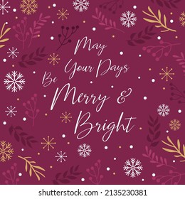 Christmas card, gift bag or box design with wreath and christmas lettering