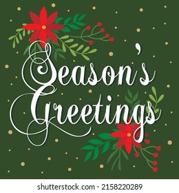 Christmas card, gift bag or box design with christmas lettering and floral
