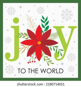 Christmas card, gift bag or box design with christmas joy and wreath