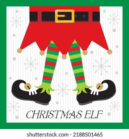 Christmas card, gift bag or box design with christmas elf