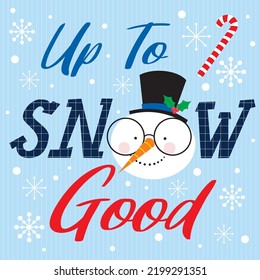 Christmas card, gift bag or box design with snowman head and lettering