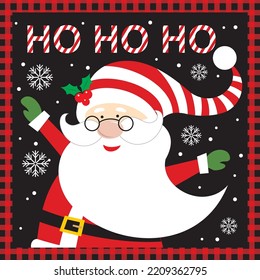 Christmas card, gift bag or box design with cute santa 