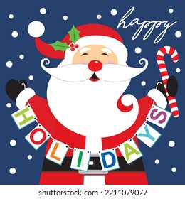 Christmas card, gift bag or box design with cute santa