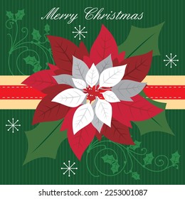 Christmas card, gift bag or box design with christmas garland or wreath